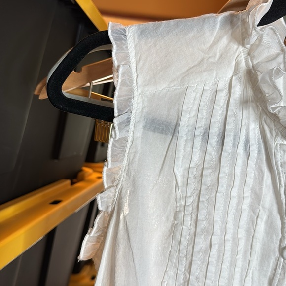 CONVERSE ONE STAR White Ruffle Detail Blouse 100% Cotton Size Small - Picture 8 of 13